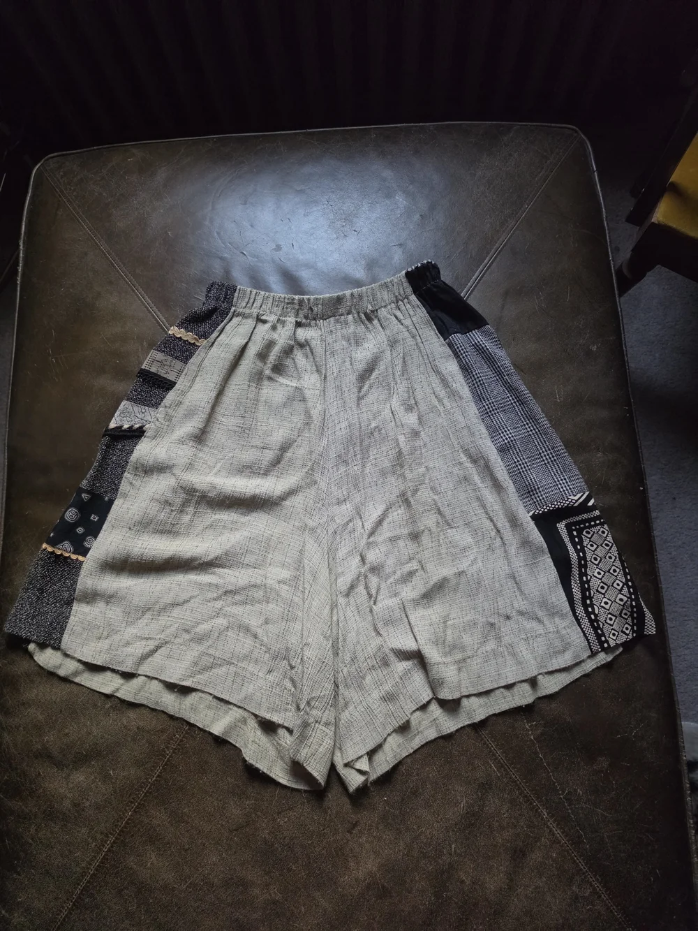 Vintage Donna Jessica Art-to-Wear Patchwork Shorts Linen Blend Lagenlook 1